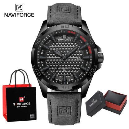Top Brand NAVIFORCE Male Fashion Luxury WristWatch Men Quartz Watch Sports Shockproof Waterproof Leather Casual Package Gifts