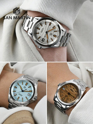 San Martin 39mm Gada Fashion Men Dress Watch Orange Luminous NH35 Automatic Mechanical Business Watches Waterproof  SN0129 Reloj