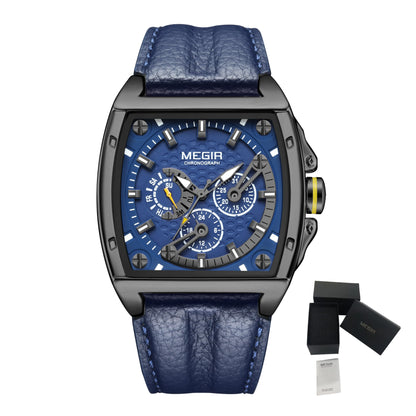 MEGIR Fashion Men Watch Chronograph Luxury Waterproof Military Wristwatch Leather Sport Quartz Date Week Clock Reloj Hombre 2204