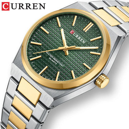 CURREN Fashion Dress Quartz Watches for Men/Women Minimalist Design Dial with Luminous Hands Stainless Steel Band
