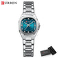 CURREN Women's Slim Quartz Watch Luxury Classic Round Dial with Rhinestone Elegant Stainless Steel Band for Ladies