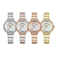 CURREN Luxury Slim Women's Watch Two Tone Stainless Steel Band Mother of Pearl Dial with Rhinestones Elegant Quartz Wristwatch