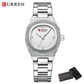CURREN Fashion Casual Quartz Wristwatches for Women Simple Dress Watch Ladies Stainless Steel Bracelet with Luminous Hands