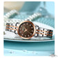 CURREN Ladies Watch with Two-Tone Stainless Steel Bracelet 28mm Dial with Rhinestones Markers Shimmering Shell Dial Elegant Idea