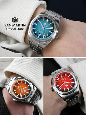 San Martin New 39mm Enamel JianZhan GMT Miyota 9075 Watch Luxury Gada Men Automatic Mechanical Dress Watch Chinese Style SN0144