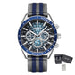 MEGIR Classic Quartz Watch for Men Waterproof Multi-Function Sport Chronograph Fashion Canvas Strap Male Wristwatch Clock 8121
