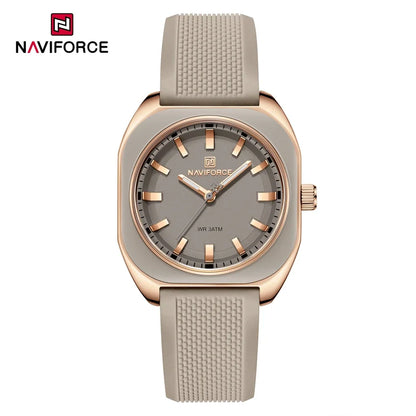 NAVIFORCE Simple Women Watches Luxury Design Silicone Watch Ladies Quartz Wristwatch Womens Polygon Dial Luminous Reloj Mujer