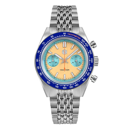 San Martin New Chronograph VK64 Quartz Watch Original Design 39.5mm Men Sports Business Dress Watches Waterproof 100m SN0116