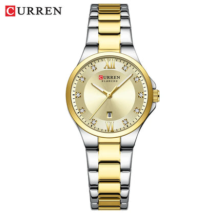 CURREN Luxury Brand Wristwatches for Women Stainless Steel Band with Elegance Dial Luminous Hands Waterproof watch