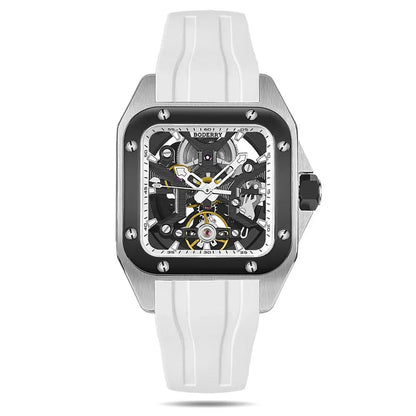 BODERRY Skeleton Watches Men's Square Titanium Automatic Mechanical STORM Luxury Clock 100M Waterproof Mechanical Watch For Men