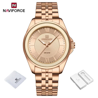 NAVIFORCE Women Watches Ladies Creative Watch Stainless Strap New Fashion Charm Quartz 30m waterproof Wristwatches Female Clock