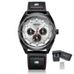 MEGIR Brand Quartz Chronograph Watch for Men Leather Strap Military Sport Wristwatches Waterproof 24-hour Week Date Clock 2072
