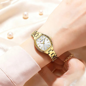 CURREN Silim Simple Quartz Watch for Women Luxury Vintage Wristwatch Luminous Hands Stainless Steel Bracelet Women's Dress Watch