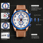 MEGIR Chronograph Sport Watch for Men Leather Strap Quartz Military Wristwatch Waterproof Calendar Clock Relogio Masculino 2082
