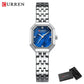 CURREN Elegance Dress Women's Watch with Rectangle Dial Silvery Stainless Steel Bracelet Vintage Minimalist Quartz Wristwatch