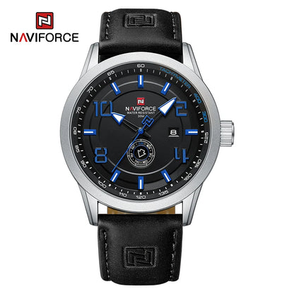 NAVIFORCE Trend Casual Wristwatch for Man Military Sports Water Resistant Leather Strap Men's Clock Quartz Calendar Male Watches