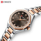 CURREN Luxury Elegance Watch for Women Simple Quartz Wristwatches with Sparkling Rhinestones Stainless Steel Bracelet Waterproof
