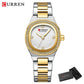CURREN Fashion Casual Quartz Wristwatches for Women Simple Dress Watch Ladies Stainless Steel Bracelet with Luminous Hands