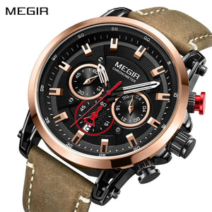 MEGIR Men Sports Watch Chronograph Luxury Quartz Military Wristwatches Waterproof Luminous Date Clock Relogio Masculino 2085