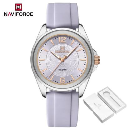 NAVIFORCE Original Women's Watches Classic Round Dial Silicone Strap 3ATM Waterproof Luxury Watch for Women Give for girls gifts