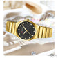 CURREN Luxury Classic Quartz Watch for Women Round Dial with Rhinestones Stainless Steel Bracelet Elegant Dress Wristwatch